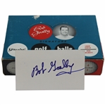 Bob Goalby Signed 3x5 Card w/1962 Spalding Bob Goalby Signatures Golf Balls Box w/Balls JSA ALOA