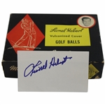 Lionel Hebert Signed 3x5 Card w/c.1960 MacGregor Lionel Hebert Vulcanized Golf Balls Box w/Balls JSA ALOA