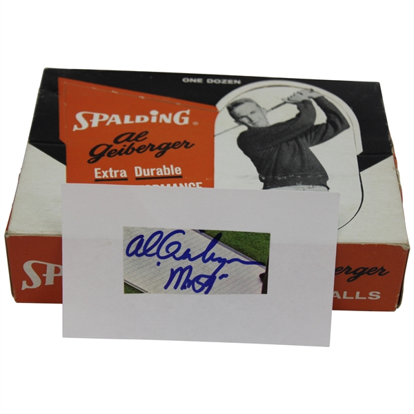 Al Geiberger Signed Cut Card w/1962 Spalding Al Geiberger Extra Durable Golf Balls Box w/Balls JSA ALOA