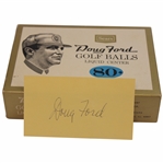 Doug Ford Signed 3x5 Card w/1960 Sears Doug Ford Liquid Center Golf Balls Box w/Balls JSA ALOA