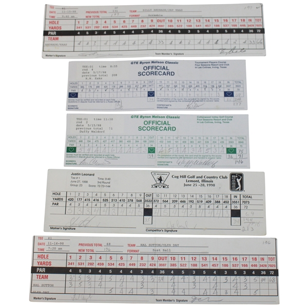 Couples, Els, Crenshaw & Seven (7) others Signed Nelson Classic/Western Open/Shark Shootout Scorecards