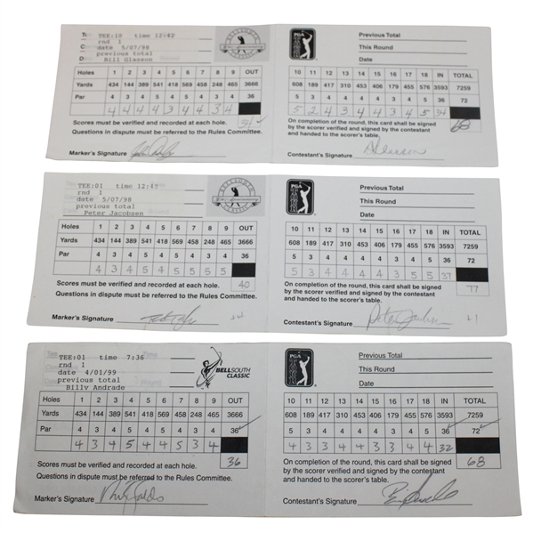 Faldo, Daly, Jacobsen & Three (3) others Signed Bellsouth Classic Scorecards