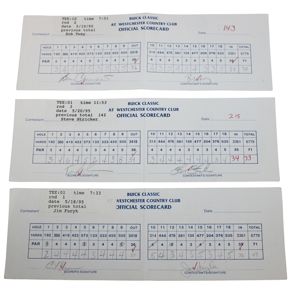 Crenshaw, Furyk, Stricker & Five (5) others Signed Buick Classic Scorecards