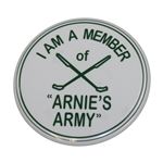 I Am A Member of Arnies Army Large White with Green Pinback Button