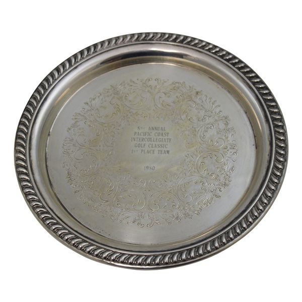 Bobby Clampetts 1980 Pacific Coast Intercollegiate Golf Classic 1st Place Team Silver Tray