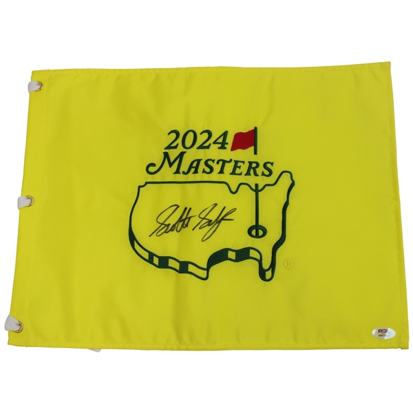 Scottie Scheffler Signed 2024 Masters Embroidered Flag - Great Sig PSA #AN77487