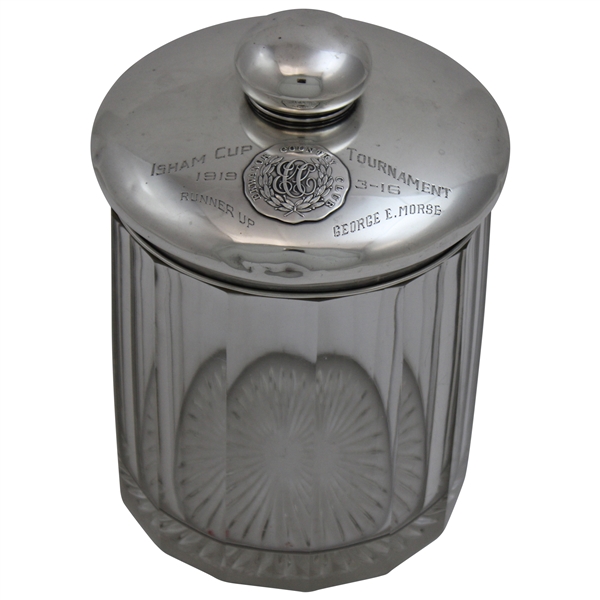 1919 Ekwanok Country Club Isham Cup Sterling & Glass Humidor