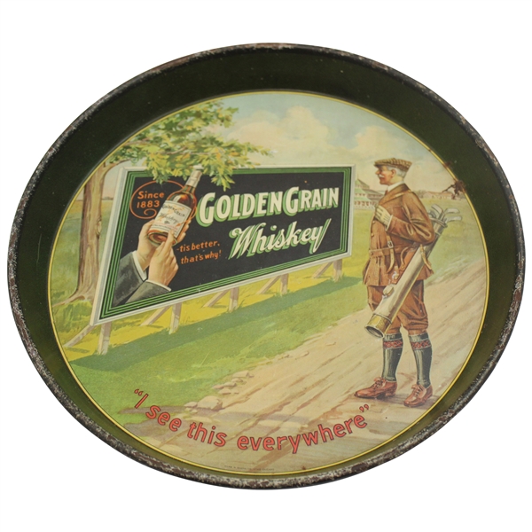 Golden Grain Whiskey Advertising Tray