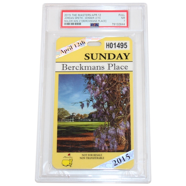 2015 Masters Tournament Sunday Final Rd Berckmans Place Badge #H01495 PSA NM-7