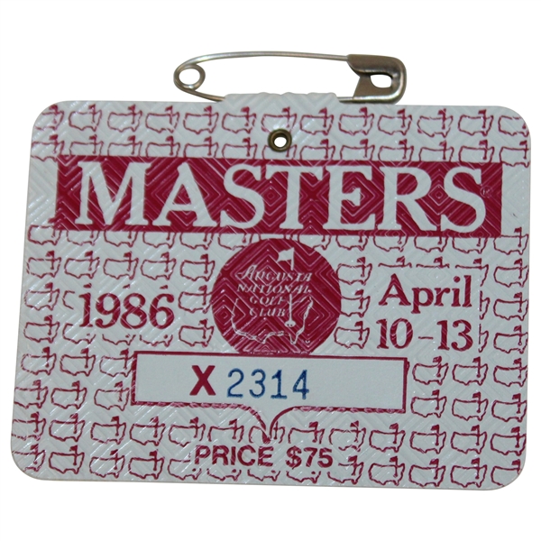 1986 Masters Tournament SERIES Badge #X2314 - Jack Nicklaus Winner