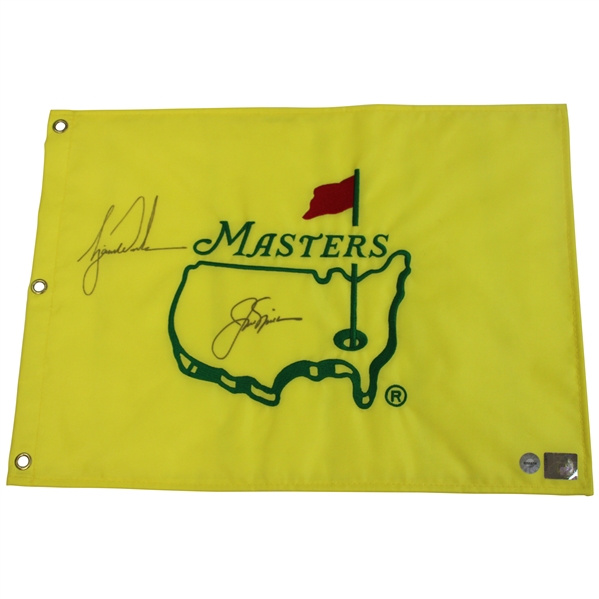 Tiger Woods & Jack Nicklaus Signed Undated Masters Embroidered Flag TW & GB Holograms