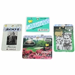 1997, 2001, 2002 & 2005 Masters SERIES Badges - Tiger Woods Victories & Jack Nicklaus Final