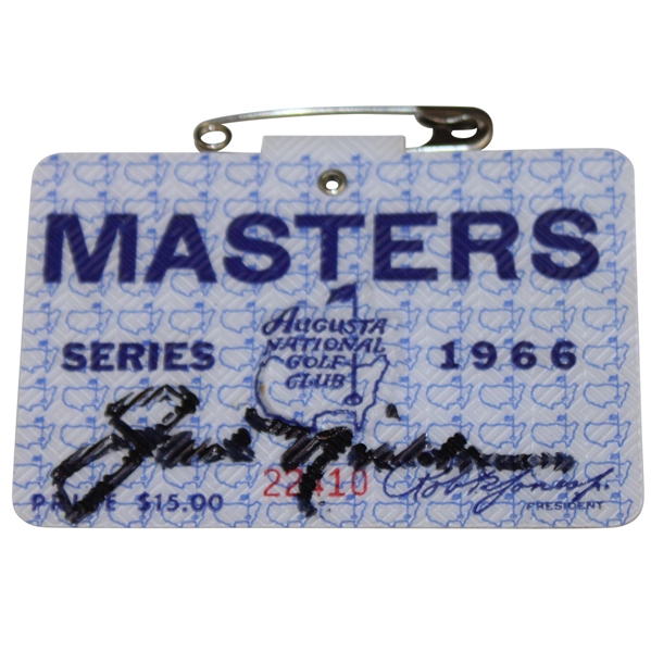 Jack Nicklaus Signed 1966 Masters Tournament SERIES Badge #22410 JSA ALOA