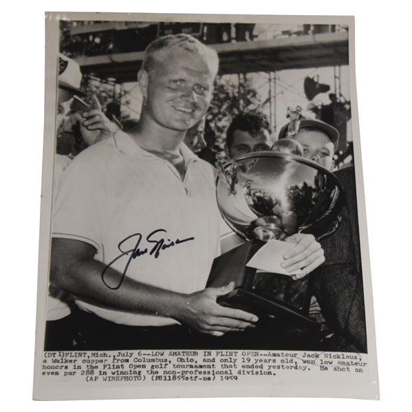 1959 Jack Nicklaus Signed Flint Open Golf Tournament Wire Photo July 6 JSA ALOA