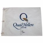 Justin Thomas Signed Quail Hollow Club Embroidered White Flag JSA ALOA