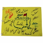 Masters CHAMPS Signed 2007 Masters Embroidered Flag w/ Arnie Center - Signed by 24 JSA ALOA