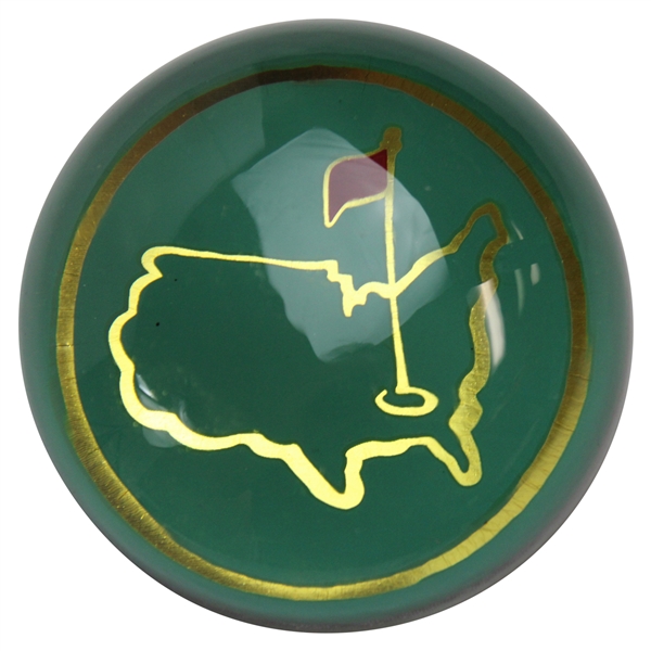 Augusta National GC Masters Logo Round Glass Top Paperweight in Original Box