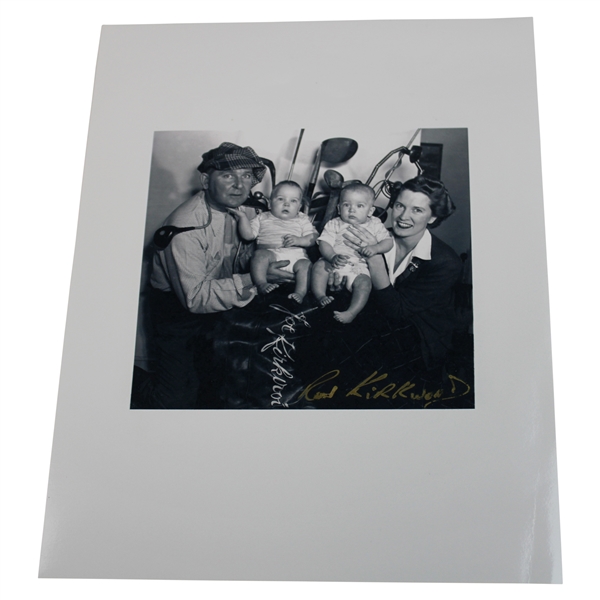 Ron Kirkwood Signed Black And White Photo Of Joe Kirkwood And His Wife And Twin Sons