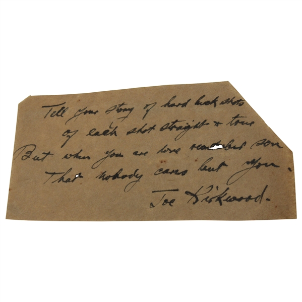 Joe Kirkwood Signed Quote JSA ALOA