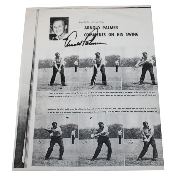 Arnold Palmer Signed Swing Sequence Copy Photo JSA ALOA