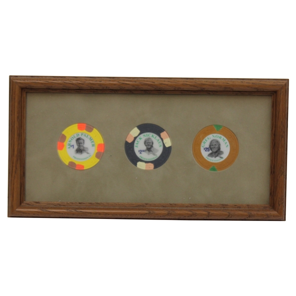 Palmer, Nicklaus & Norman Poker Chips - Framed