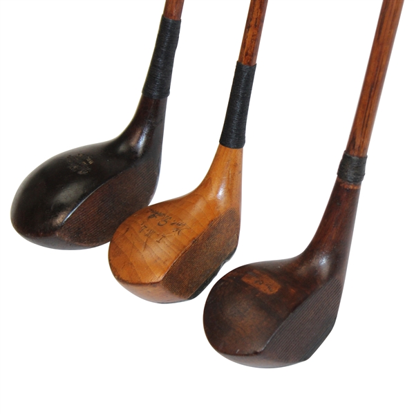 Three (3) Woodshaft Woods Wilson Brassie, Wm H. Livie Driver, Mc Cann Brassie