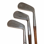 Three (3) Woodshaft Irons Macgregor Mashie, Alex Macdonald Mashie, Thistle Brand Mashie