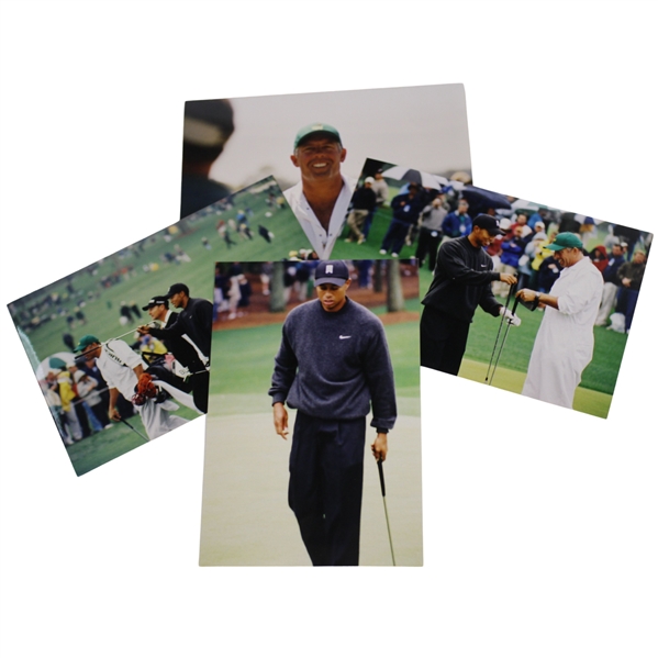 Four (4) Original Tiger Woods Playing in the 2003-2004 Masters Tournament Photos