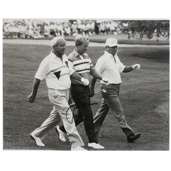 Jack Nicklaus Signed LE B&W Photo w/Palmer & Trevino Walking Fairway JSA ALOA