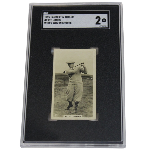 1926 Bobby Jones Lambert & Butler Whos Who In Sport #2 Golf Rookie Card SGC GD 2