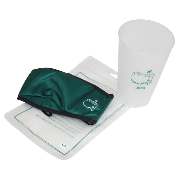 Masters Tournament Official Face Covering Mask in Original Packaging - Size L/XL Unused w/2020 Cup