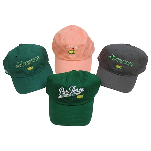 Four (4) 2018 Masters Tournament Various Dated, Par-3 & Large Logo Hats