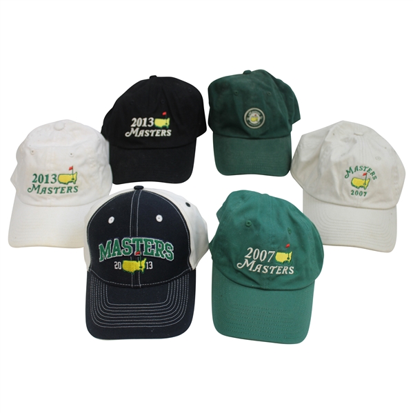 Six (6) 2007 & 2013 Masters Tournament Various Dated, Par-3 & Large Logo Hats