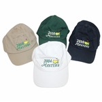 Four (4) 2004 & 2010 Masters Tournament Various Colored Dated Large Logo Hats