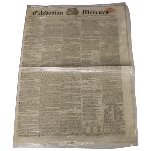 1819 Caledonian Mercury Early 19th Century Newspaper - St Andrews Gold Medal Play Announcement