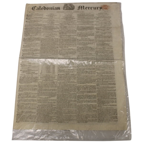 1819 Caledonian Mercury Early 19th Century Newspaper - Edinburgh Burntsfield Links Golfing Society Gold Medal Content