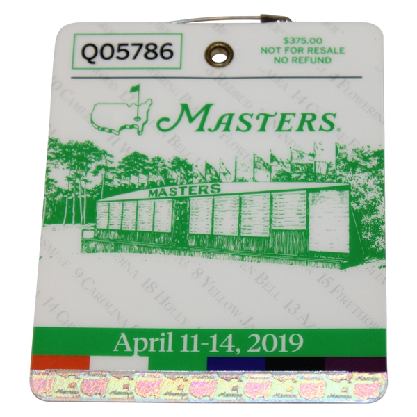 2019 Masters Tournament SERIES Badge #Q05786 - Tiger Woods Winner