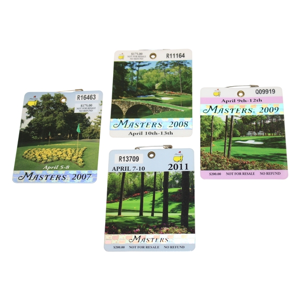 2007, 2008, 2009 & 2011 Masters Tournament SERIES Badges - Johnson/Immelman/Cabrera/Schwartzel