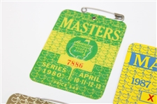 1980, 1982, 1984, 1985, 1987 & 1988 Masters Tournament SERIES Badges