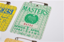 1980, 1982, 1984, 1985, 1987 & 1988 Masters Tournament SERIES Badges