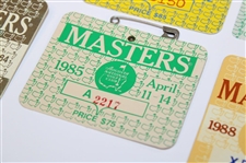 1980, 1982, 1984, 1985, 1987 & 1988 Masters Tournament SERIES Badges
