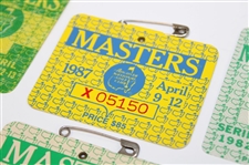 1980, 1982, 1984, 1985, 1987 & 1988 Masters Tournament SERIES Badges
