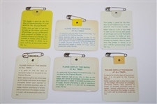 1980, 1982, 1984, 1985, 1987 & 1988 Masters Tournament SERIES Badges