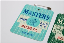1989, 1990 & 1996 Masters Tournament SERIES Badges - Nick Faldo Winner