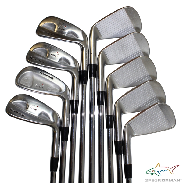 Greg Normans Personal Used Set of TaylorMade rac Coin Forged Irons 2-PW