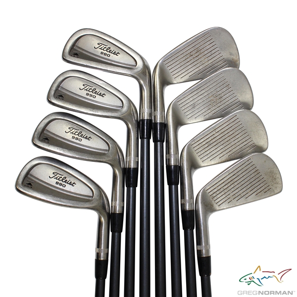 Greg Normans Personal Used Set of Titleist 990 DCI Irons 3-PW