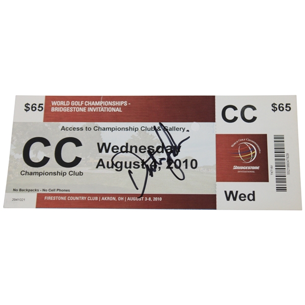 Dustin Johnson Signed 2010 WGA Championship at Firestone CC Wednesday Ticket JSA ALOA