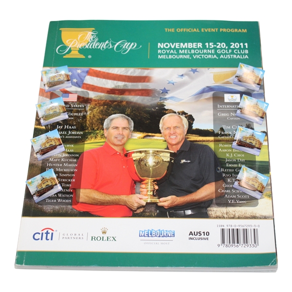 2011 The Presidents Cup at Royal Melbourne Program w/Eight (8) 2011 The Presidents Cup Pins