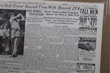 April 13, 1953 New York Times Page 'Hogan Captures Masters Golf'