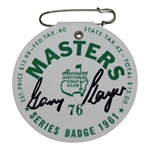 Gary Player Signed 1961 Masters Tournament SERIES Badge #76 JSA ALOA